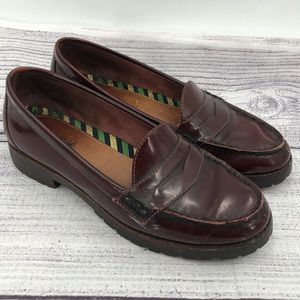 Sperry Top Sider Cherry Red Leather Penny Loafter 90s Y2K